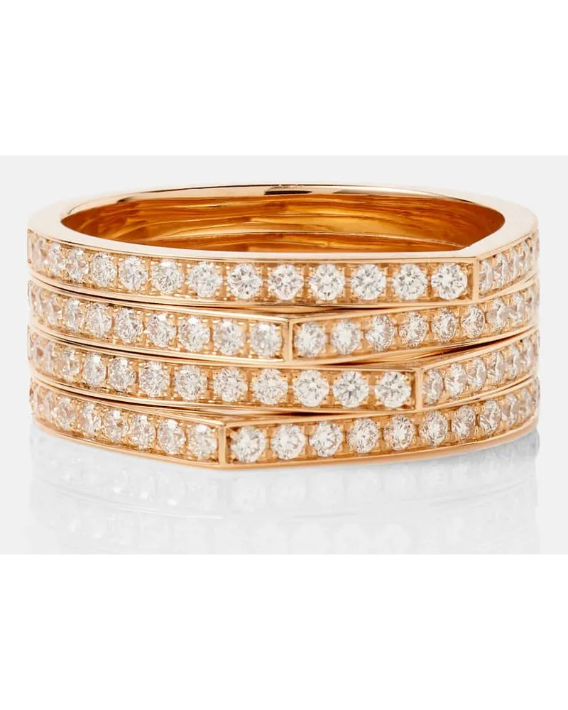 Repossi Anello Antifer 4 Rows in oro rosa 18kt con diamanti Rosa