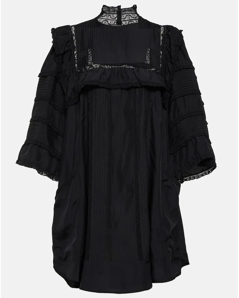 Isabel Marant Miniabito Zakae in seta con volant Nero