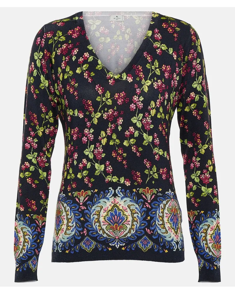 Etro Pullover in misto seta con stampa Multicolore