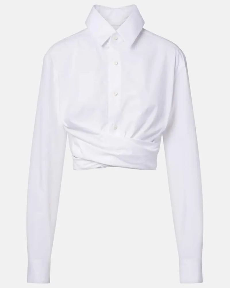 Jean Paul Gaultier Camicia cropped in popeline di cotone Bianco