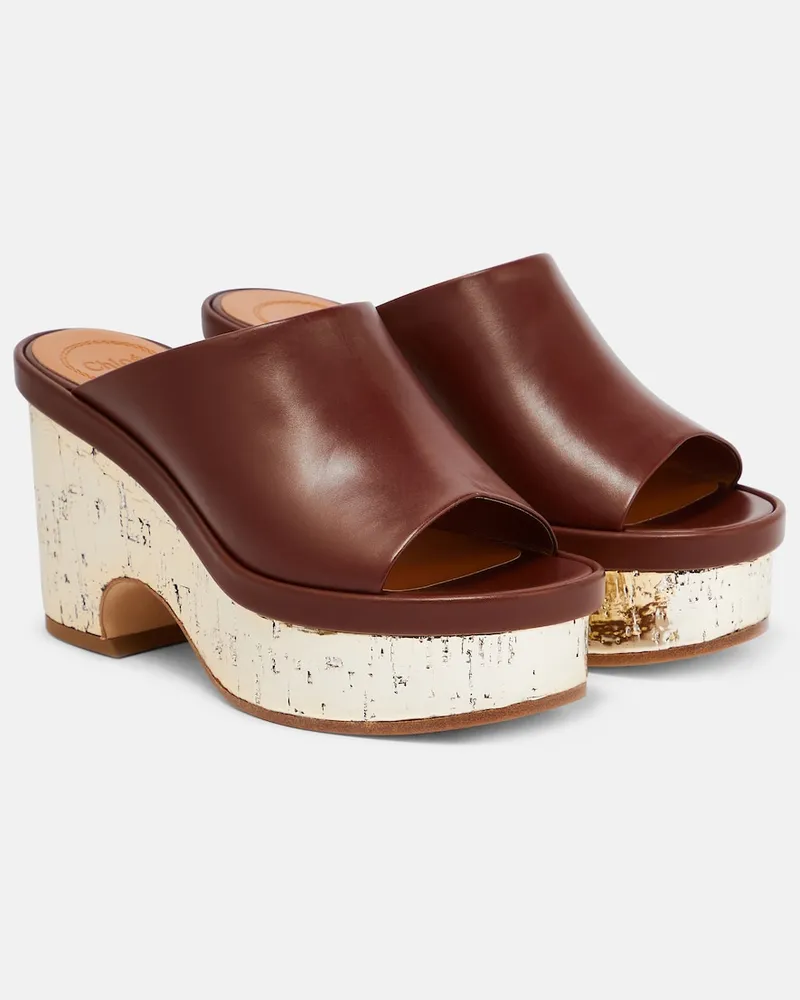 Chloé ChloÃ© Mules con plateau Oli in pelle Marrone
