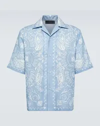 Amiri Camicia bowling Bandana in lino e cotone Blu