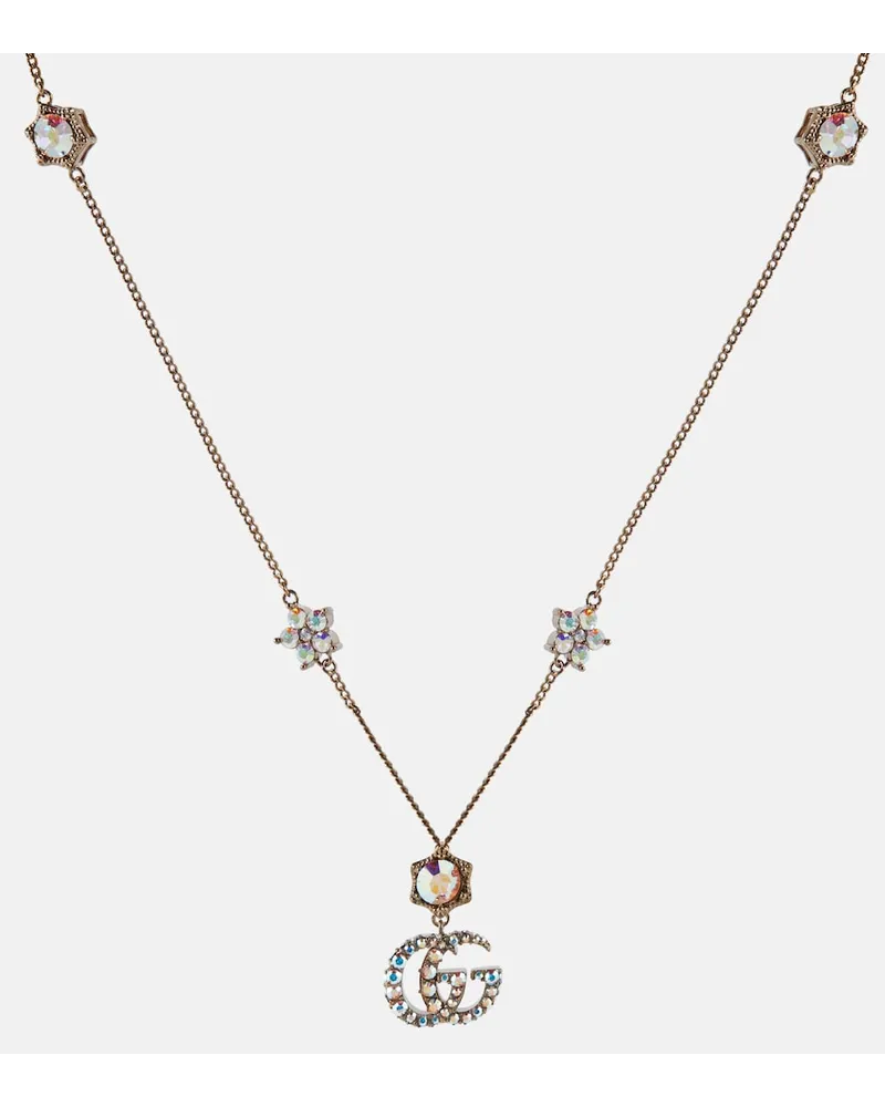 Gucci Collana Double G con cristalli Oro