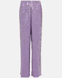 Dries van Noten Pantaloni regular con paillettes Viola