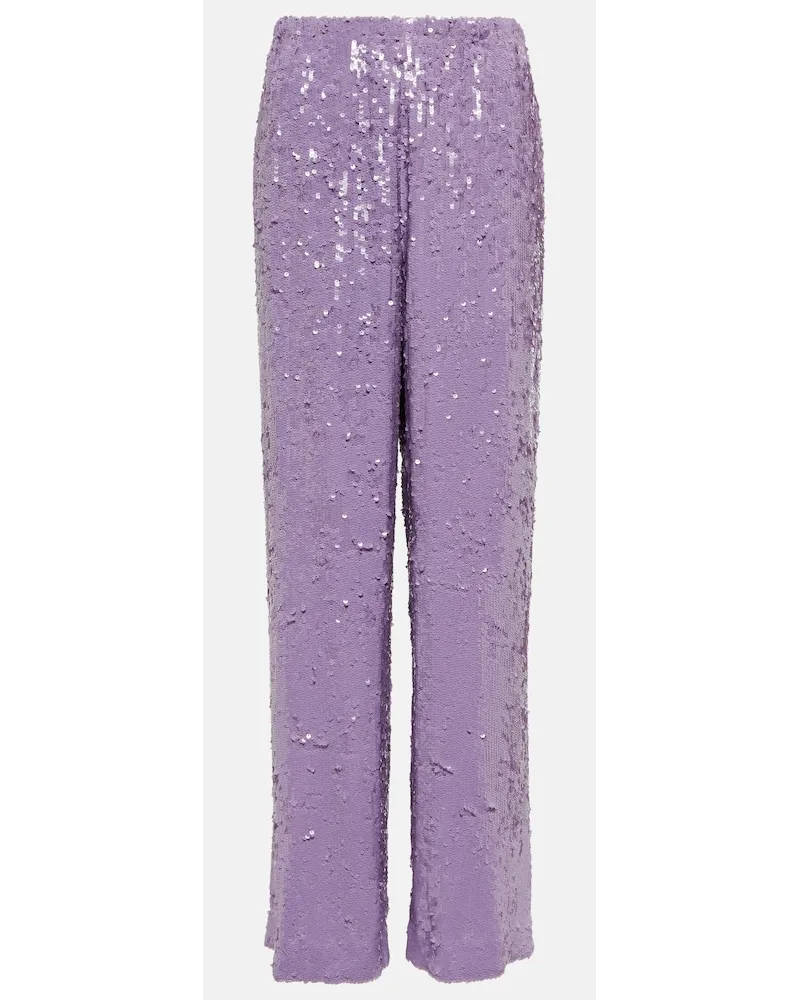 Dries van Noten Pantaloni regular con paillettes Viola