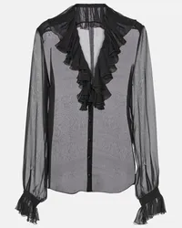 Dolce & Gabbana Blusa in chiffon di seta con volant Nero