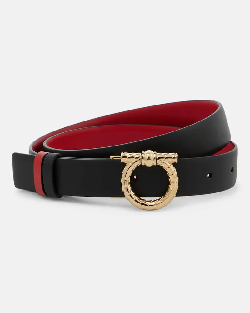 Ferragamo Cintura reversibile Gancini in pelle Nero