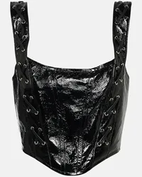 Alessandra Rich Top bustier in pelle Nero