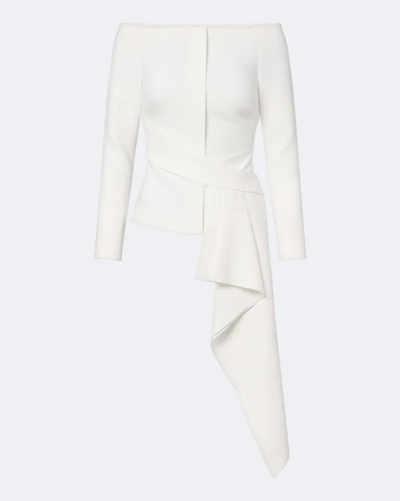 Roland Mouret Giacca in crêpe asimmetrica off-shoulder Bianco