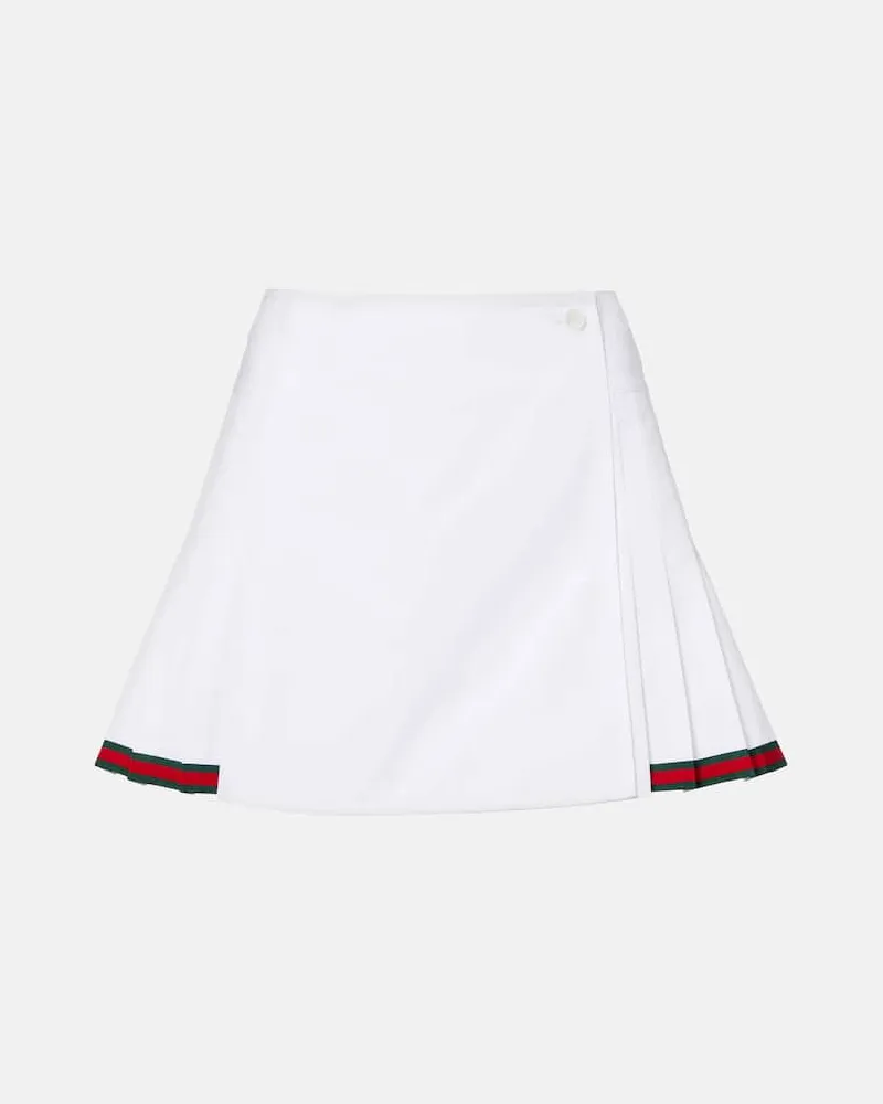 Gucci Minigonna in popeline di cotone Web Stripe Bianco