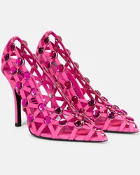 ATTICO Pumps Grid in suede con cristalli Rosa