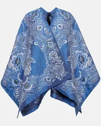 Etro Mantella in misto cotone con stampa Blu