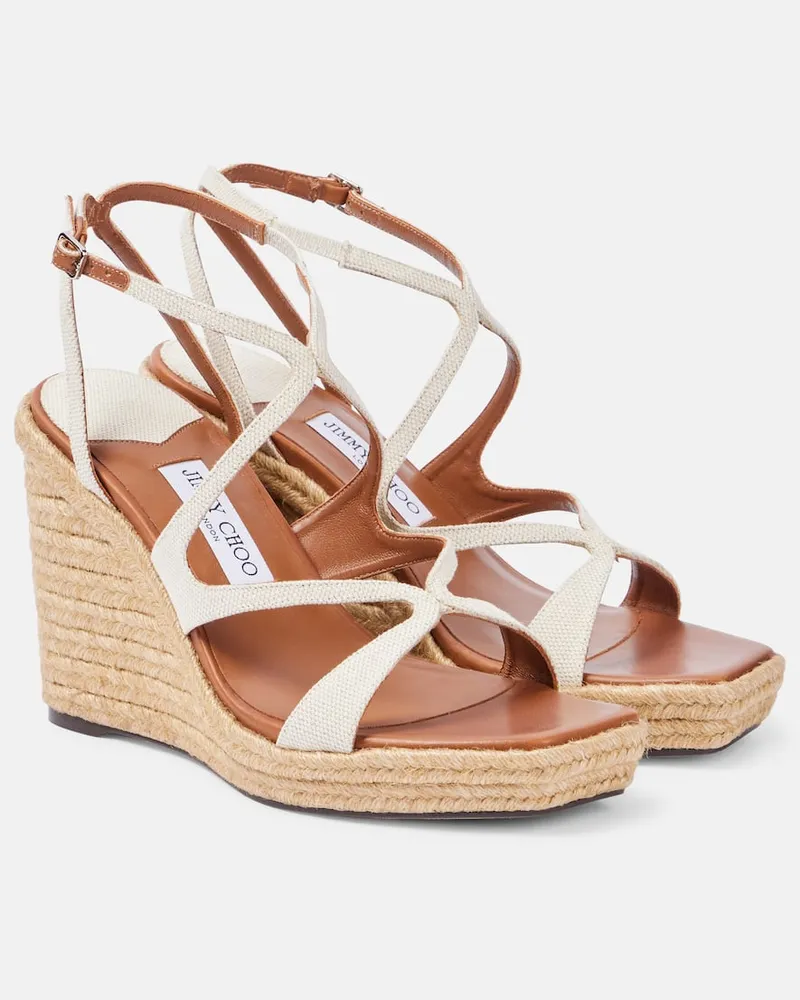 Jimmy Choo Espadrillas Ayla 110 con zeppa Bianco