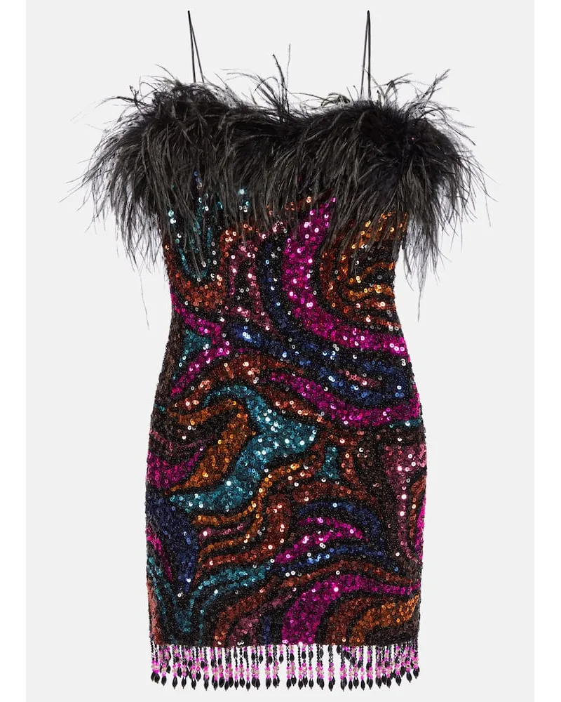 Rebecca Vallance Miniabito Kiki con paillettes e piume Multicolore