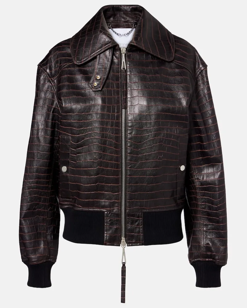 Paco Rabanne Giacca blouson in pelle stampata coccodrillo Marrone