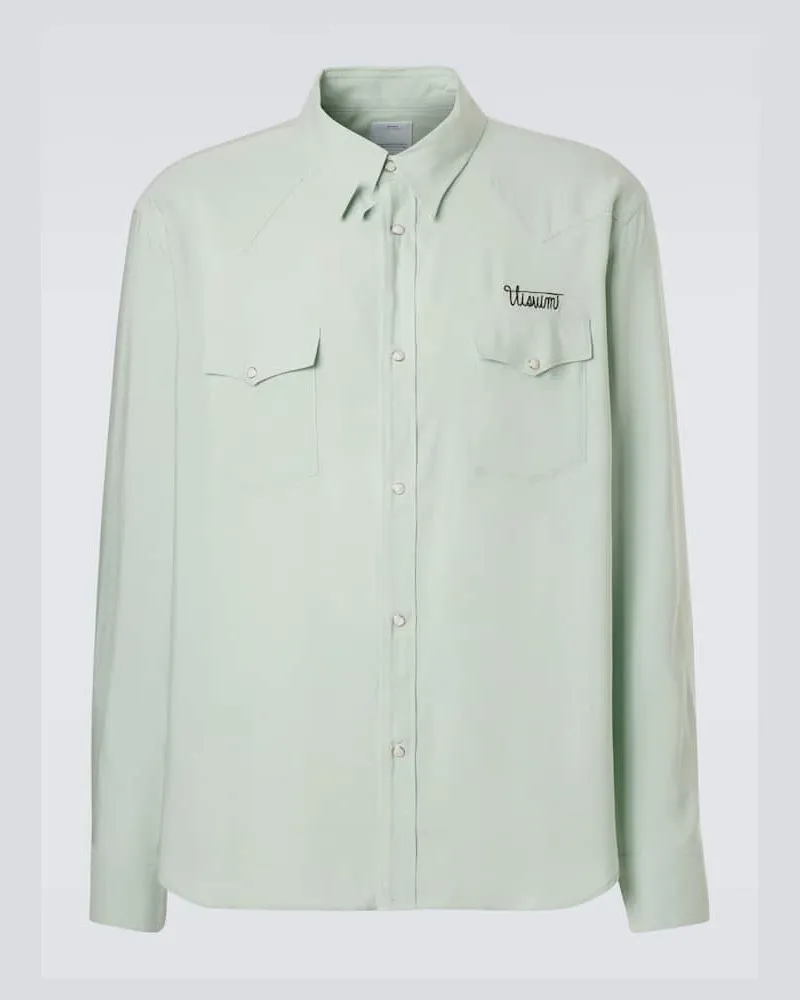 Visvim Camicia Four Corners in canvas Verde