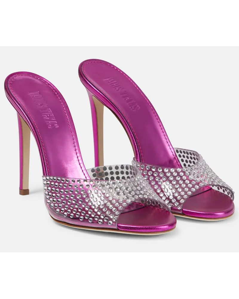 Paris Texas Mules Holly in PVC con cristalli Rosa