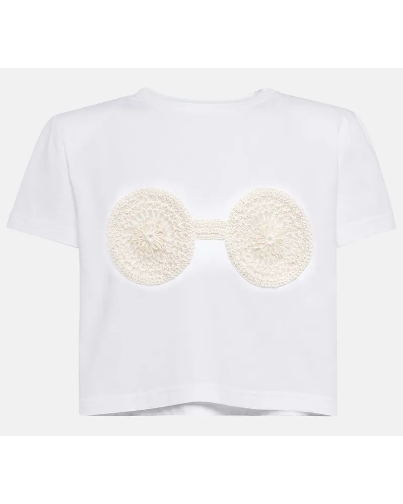 Magda Butrym T-shirt in cotone con crochet Bianco