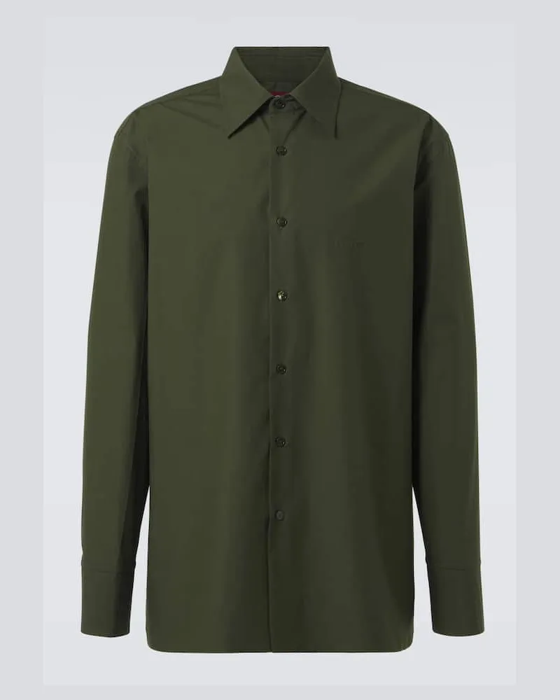 Gucci Camicia in popeline di cotone con logo Verde