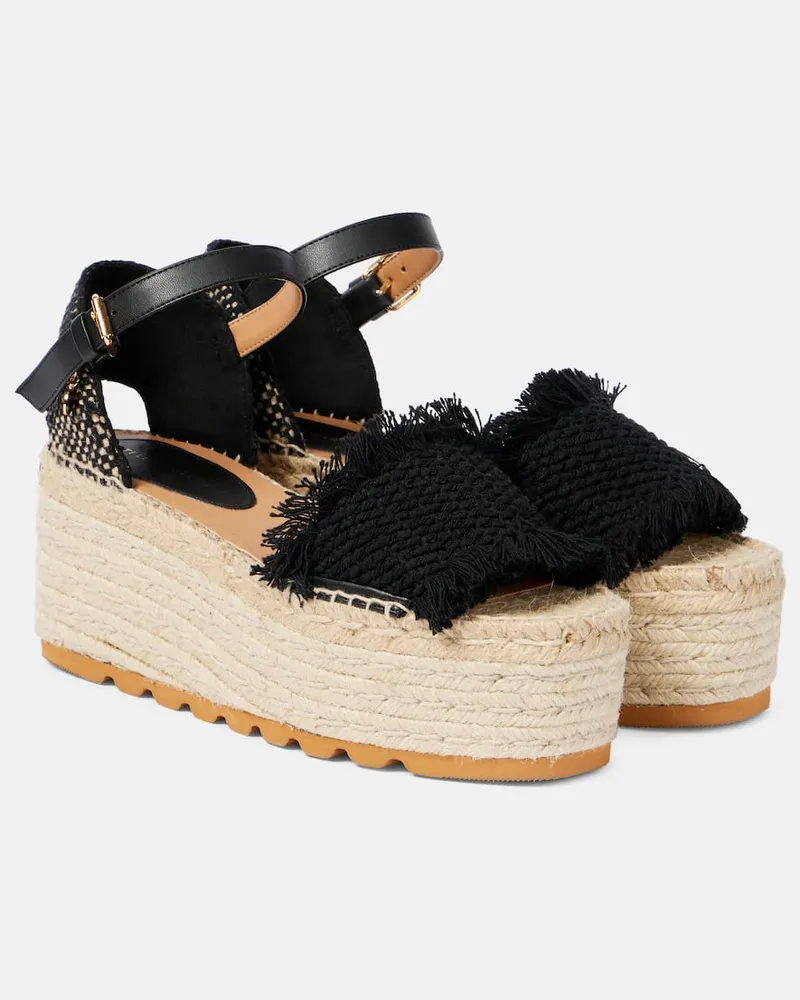 Stella McCartney Sandali espadrillas Gaia con plateau Nero