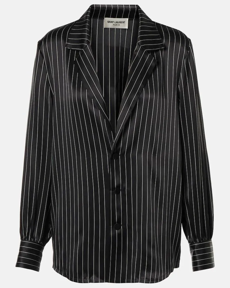 Saint Laurent Camicia in raso di seta Nero
