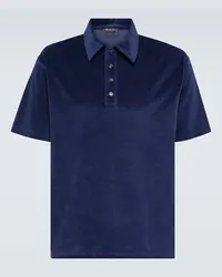 Loro Piana Polo Tsubaki in ciniglia di cotone e seta Blu