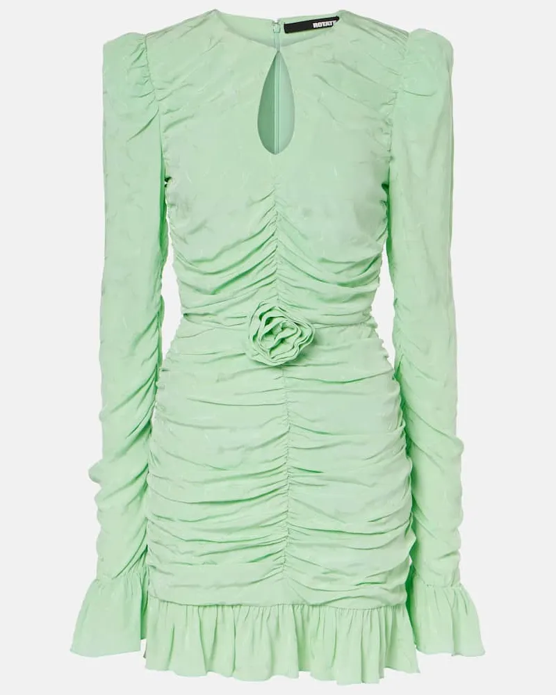ROTATE Birger Christensen Miniabito con ruches e applicazione Verde