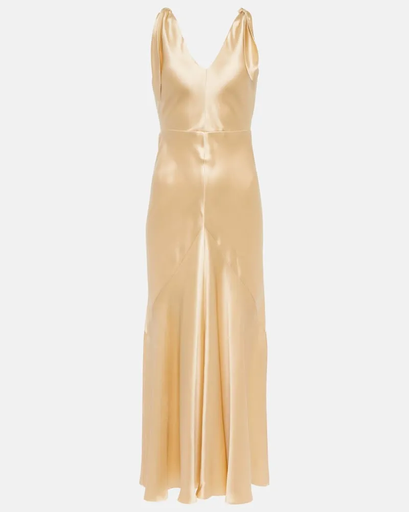 Gabriela Hearst Abito lungo in raso di seta Beige