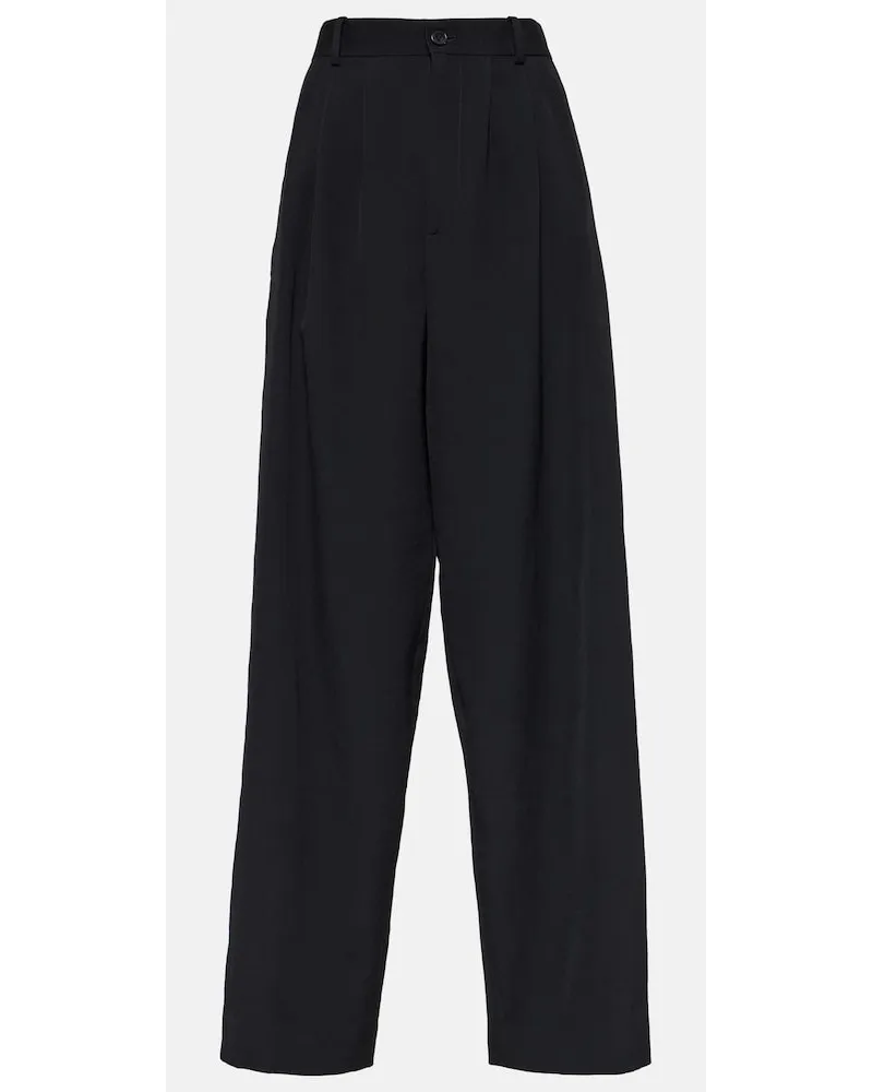 The Row Pantaloni a gamba larga Rufus in lana Nero