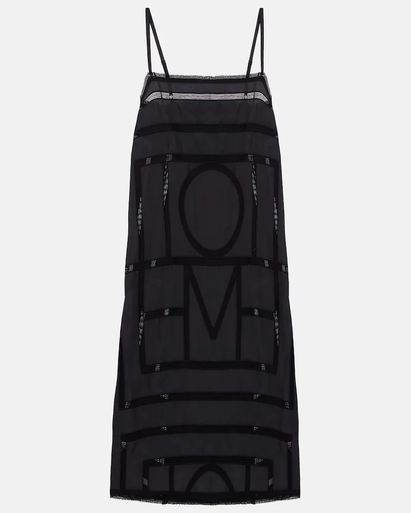 Totême Abito midi in seta con ricamo Nero