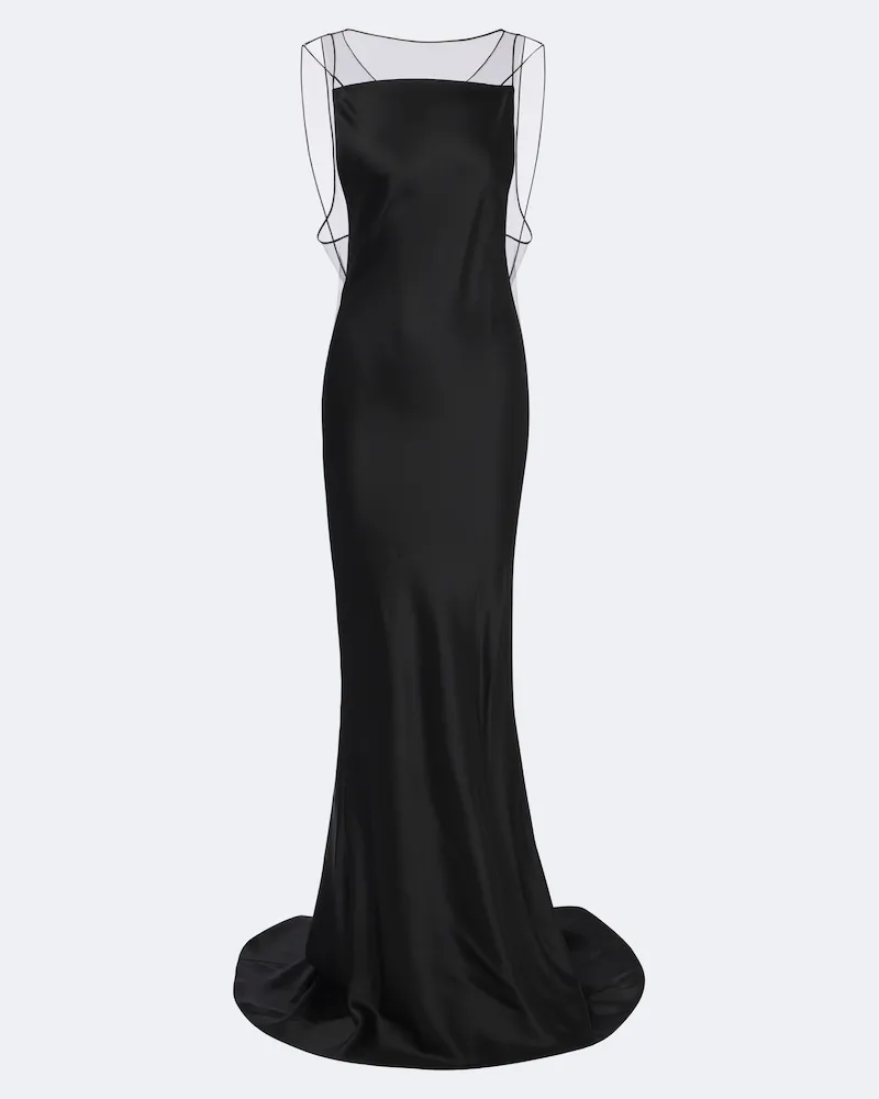 Maison Margiela Abito lungo in satin Nero
