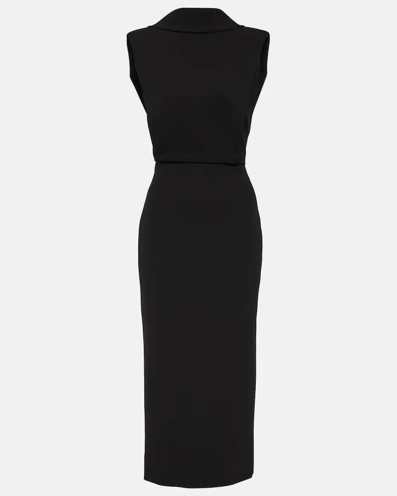 Roland Mouret Abito midi in cady a collo alto Nero