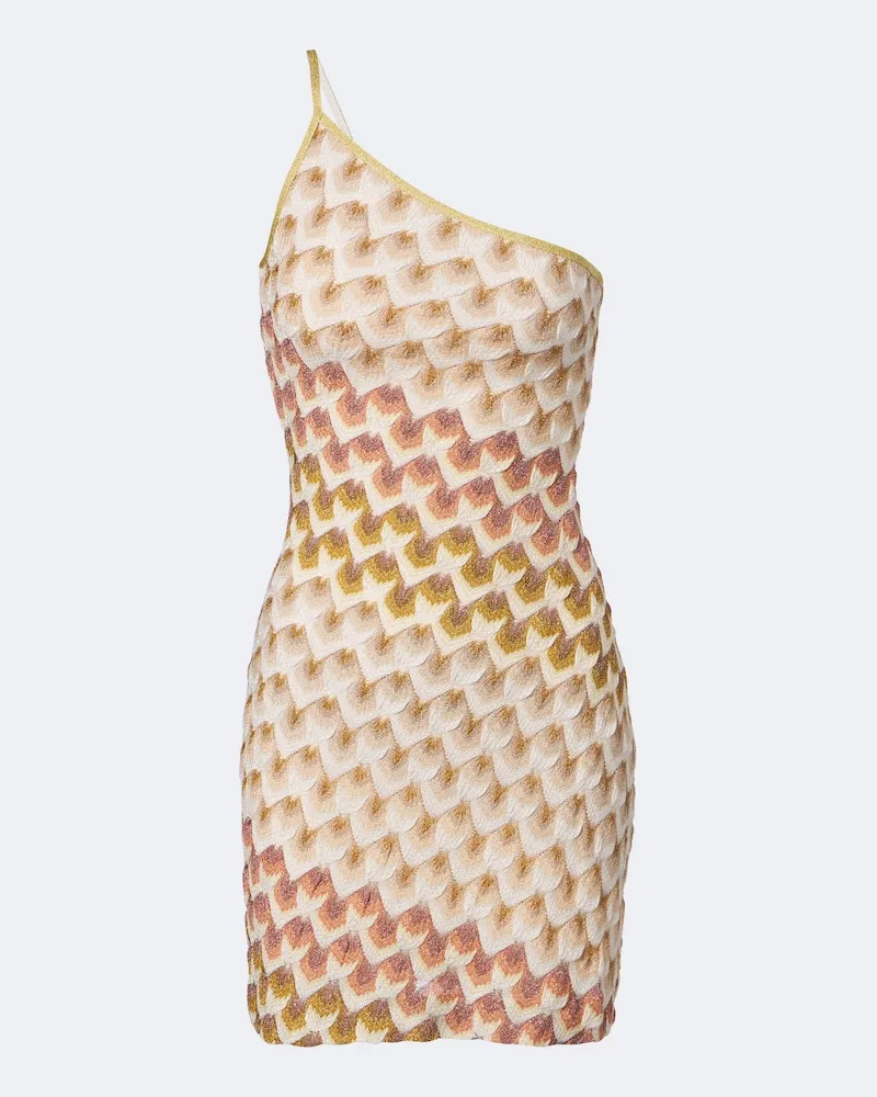 Missoni Abito corto in lamé monospalla Beige