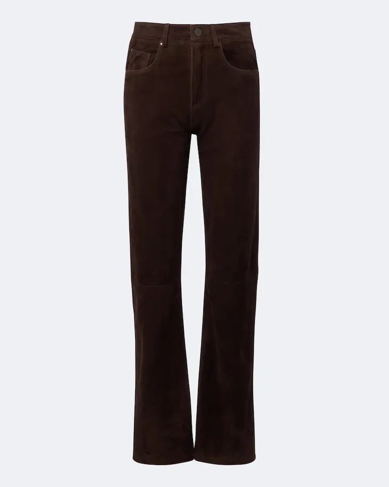 Arma Pantaloni regular in suede Marrone