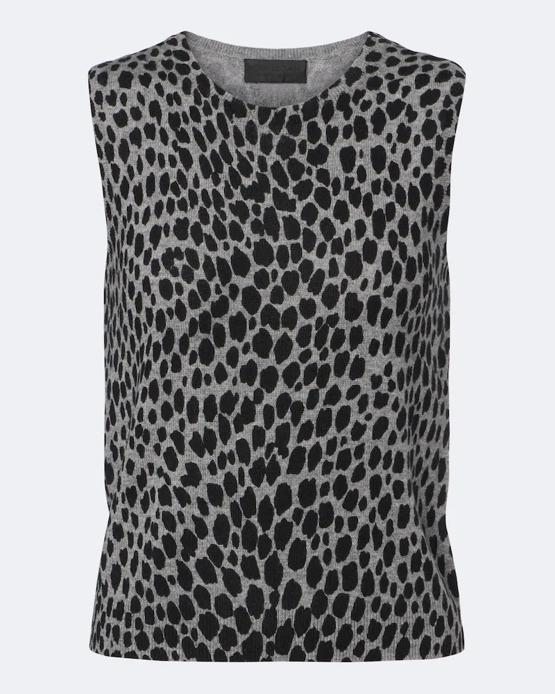 Nili Lotan Top Nessa in cashmere con stampa leopardata Grigio
