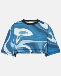 Emilio Pucci Top cropped Marmo in jersey di cotone Blu