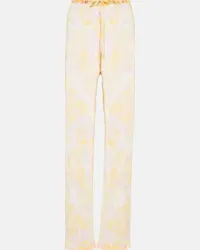 Dries van Noten Pantaloni in crêpe di seta con stampa Multicolore