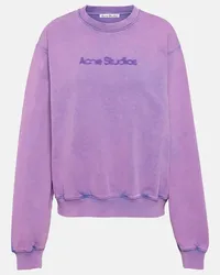 Acne Studios Felpa in jersey di cotone con logo Viola