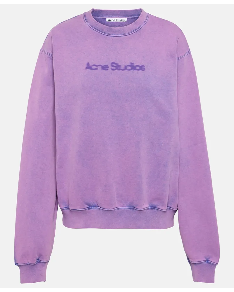 Acne Studios Felpa in jersey di cotone con logo Viola