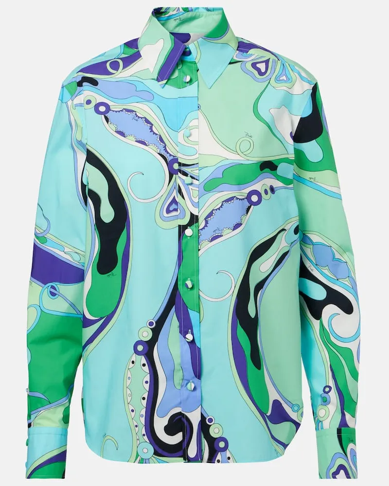 Emilio Pucci Camicia Orchidee in cotone con stampa Verde