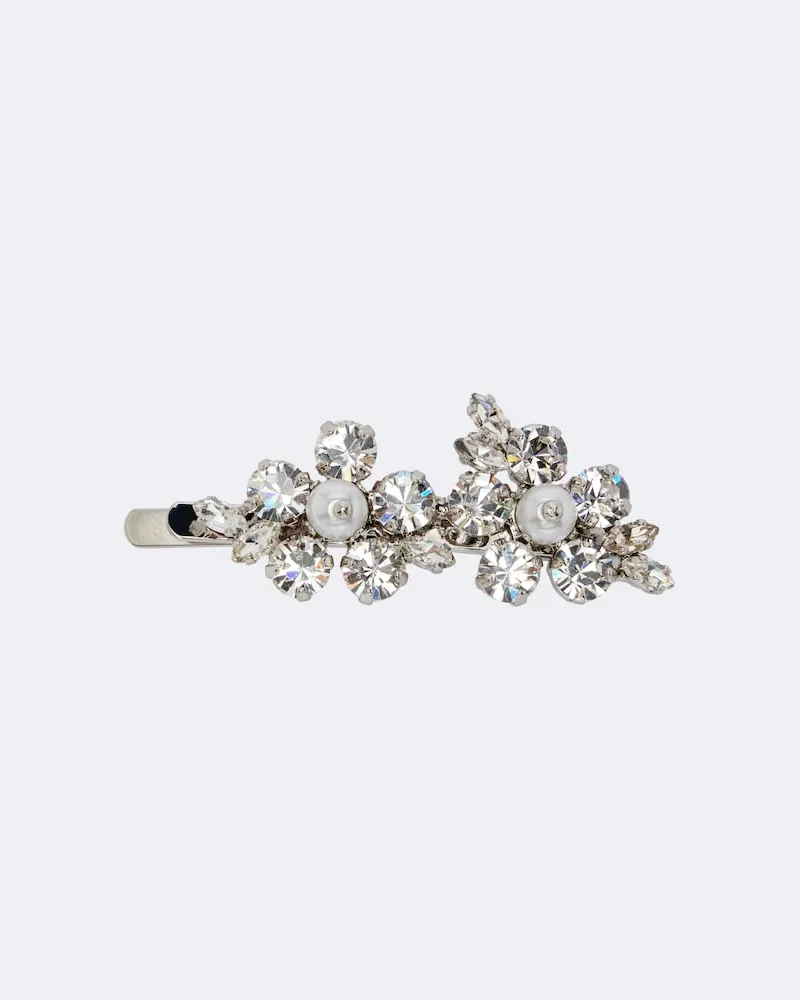 Simone Rocha Fermaglio Mini Hellebore con cristalli Argento