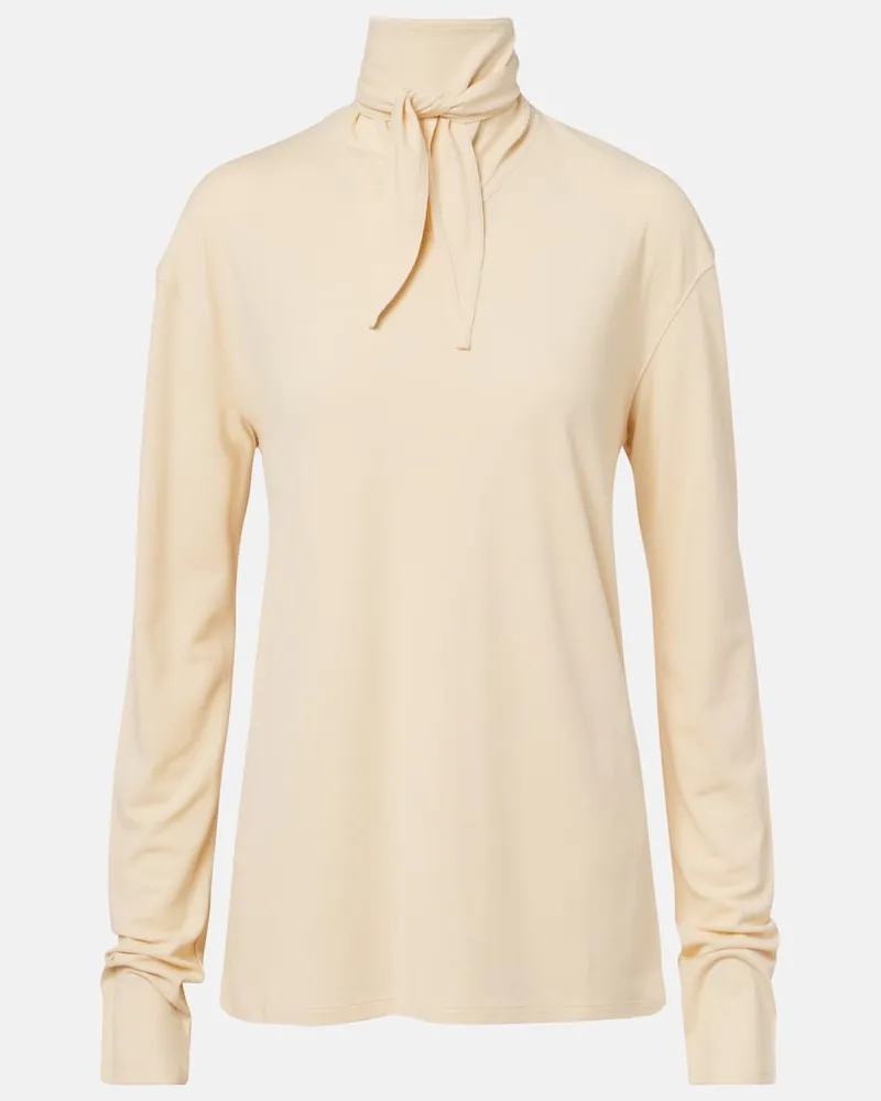 Christophe Lemaire Top in jersey di cotone a collo alto Bianco