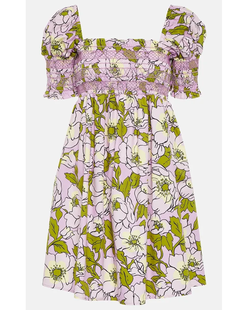 Tory Burch Miniabito in cotone a punto smock Multicolore