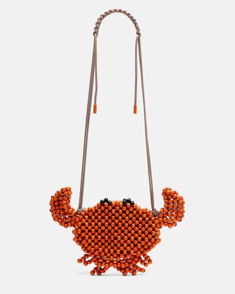 ALEMAIS AlÃ©mais Borsa a tracolla Crab Mini con perline Arancione