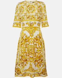 Dolce & Gabbana Abito midi Majolica in charmeuse di misto seta Multicolore