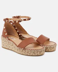 Valentino Garavani Sandali espadrillas Rockstud 55 in pelle Marrone