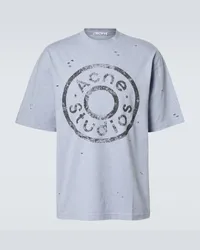 Acne Studios T-shirt in misto cotone con logo Blu