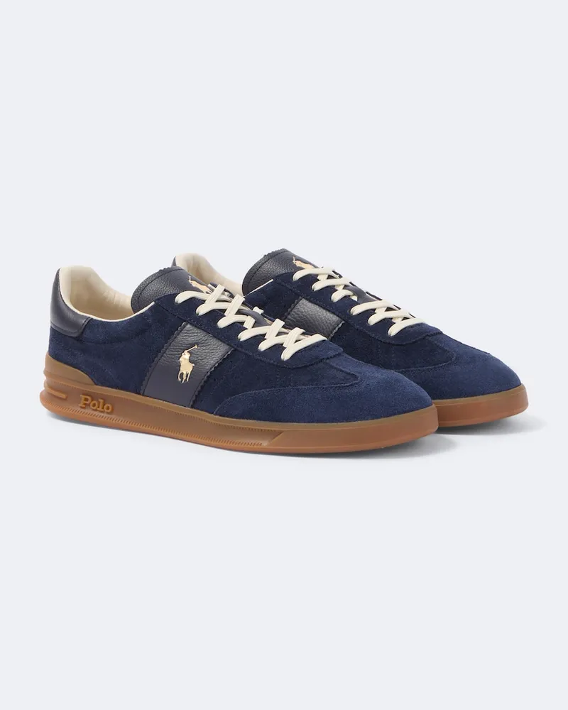 Ralph Lauren Sneakers in pelle con suede Blu