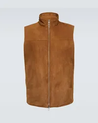 Loro Piana Gilet Marlin reversibile in suede Marrone