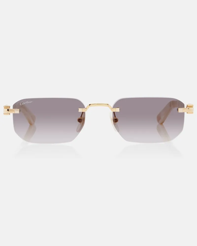 Cartier Occhiali da sole Signature C rettangolari Bianco